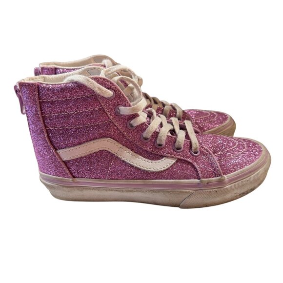 Vans‎ Youth Glitter Pink High-Top Sneakers with Zipper Back Size 1.5 Girls - Picture 3 of 6